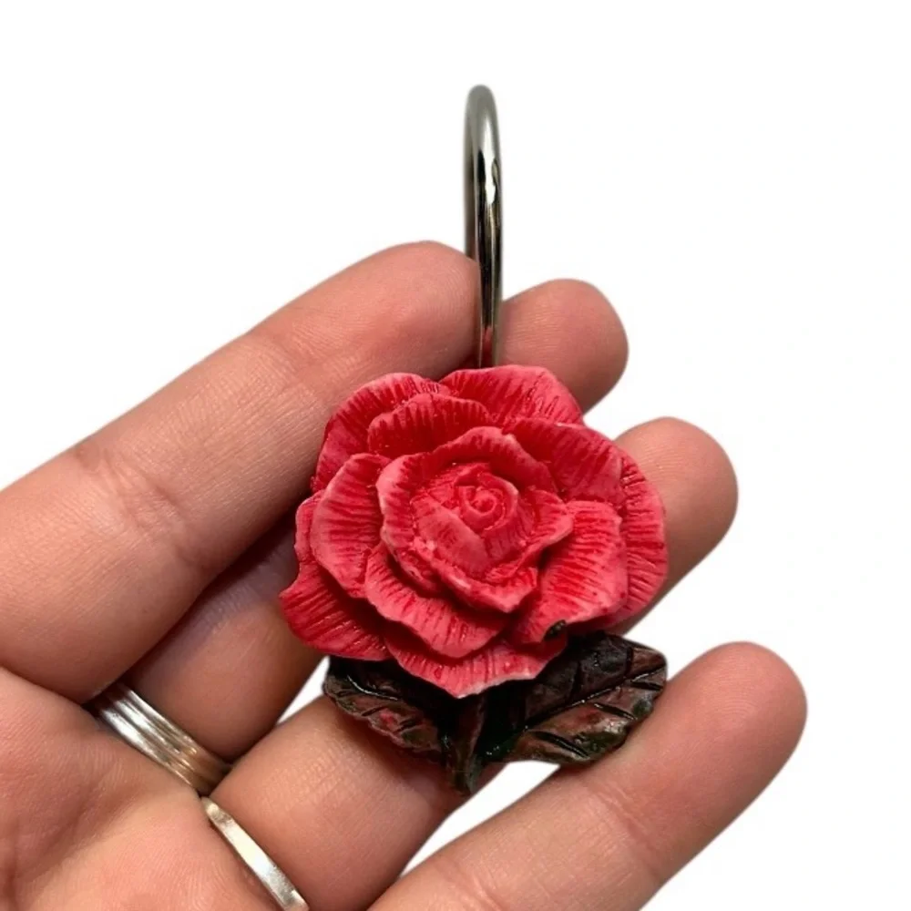 Vintage Carved Rose Shower Curtain Hooks (Set Of 12/Whole Set)